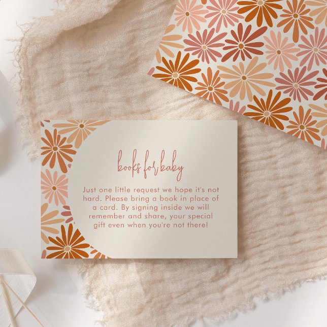 Tarjeta De Recepción Libros de Groovy Floral naranja y Rosa Retro para  (Subido por el creador)