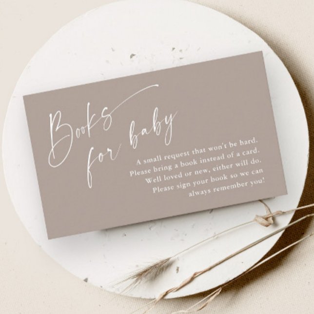 Tarjeta De Recepción Libros de guiones para el Baby Shower neutral del  (Modern script gender neutral boho baby shower books for baby enclosure card.)