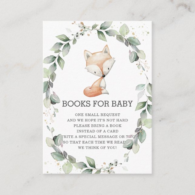 Tarjeta De Recepción Libros de guirnalda para bebés de Woodland Animal  (Anverso)