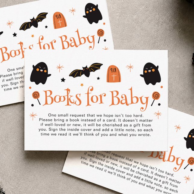 Tarjeta De Recepción Libros de Halloween de naranja negra para bebé (Subido por el creador)