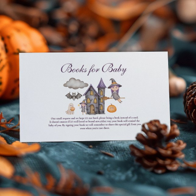 Tarjeta De Recepción Libros de Halloween morados para bebé (Subido por el creador)