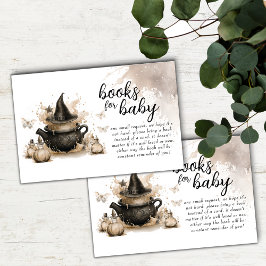 Tarjeta De Recepción Libros de Halloween para Baby Shower neutral de be