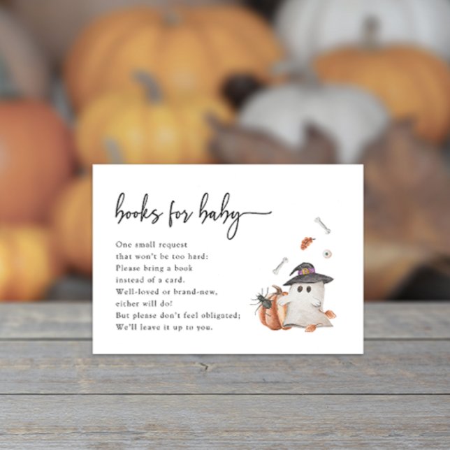 Tarjeta De Recepción Libros de Halloween para bebé (Cute Halloween Books for Baby A Little Boo Is Almost Due Ghost Pumpkin)