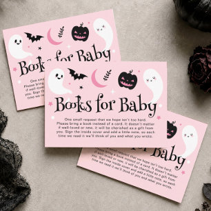 Tarjeta De Recepción Libros de Halloween rosados adorables para bebé pa