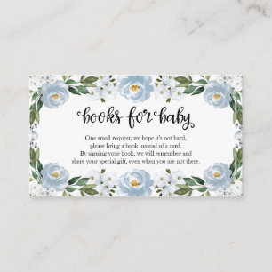 Tarjeta De Recepción Libros de hermoso diseño floral azul para baby sho