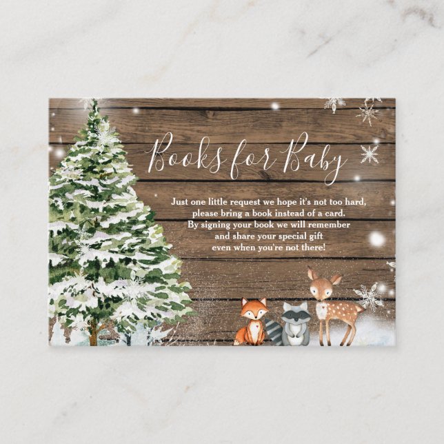 Tarjeta De Recepción Libros de invierno de Woodland para bebé (Anverso)