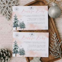 Tarjeta De Recepción Libros de invierno mágico rosa para bebé