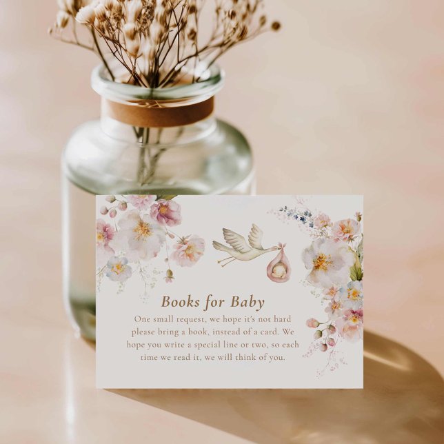 Tarjeta De Recepción Libros de Jardín de las Flores Silvestres para el  (Wildflower Baby Shower Books for Baby)