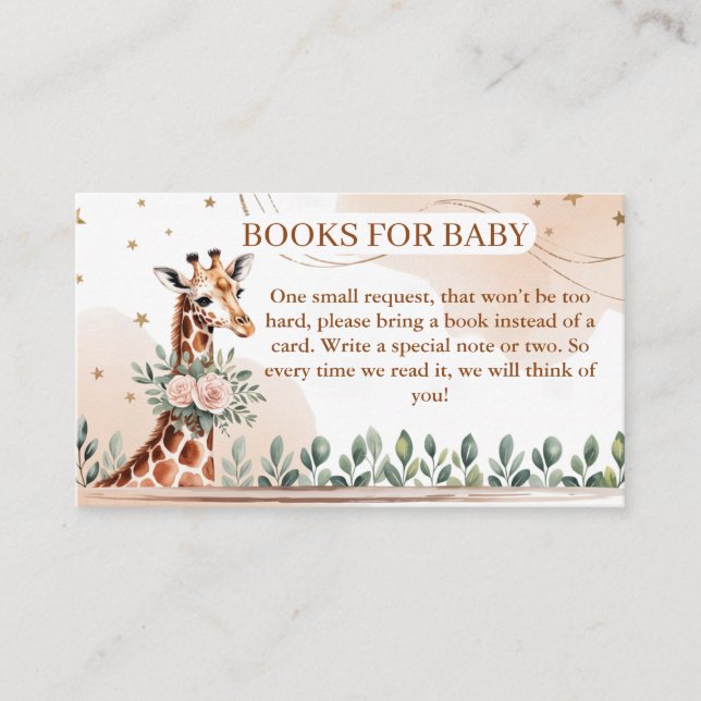 Tarjeta De Recepción Libros de jirafa de Safari para la acuarela neutra (Anverso)