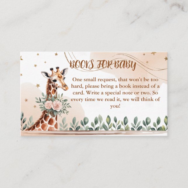 Tarjeta De Recepción Libros de jirafa de Safari para la acuarela neutra (Anverso)