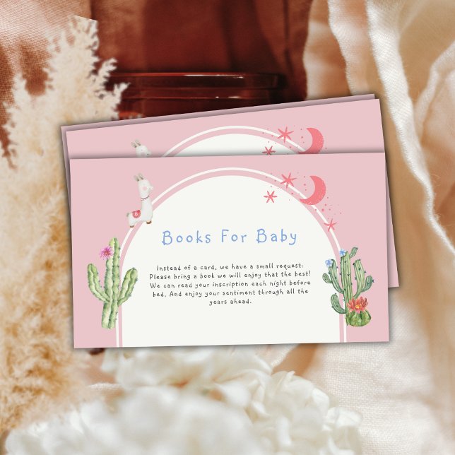 Tarjeta De Recepción Libros De Juguetes De Juguetes De Arco Rosado Para (Pink Boho Arch Cactus Toys Books For Baby Shower Enclosure Card)