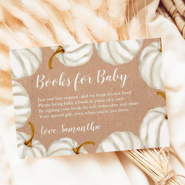 Tarjeta De Recepción Libros de kraft para calabaza pequeña para la duch (Little pumpkin kraft books for baby shower enclosure card)