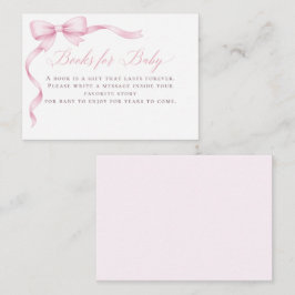 Tarjeta De Recepción Libros de Lazo Coqueto Rosa para Baby Shower