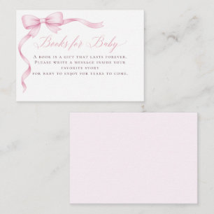 Tarjeta De Recepción Libros de Lazo Coqueto Rosa para Baby Shower