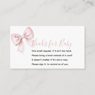 Tarjeta De Recepción Libros de lazo rosa para el baby shower de niña Co