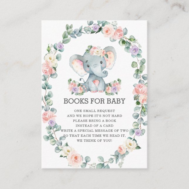 Tarjeta De Recepción Libros de leafía floral rosa rosa de elefante para (Anverso)