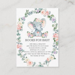 Tarjeta De Recepción Libros de leafy morado elefante rosado para bebé
