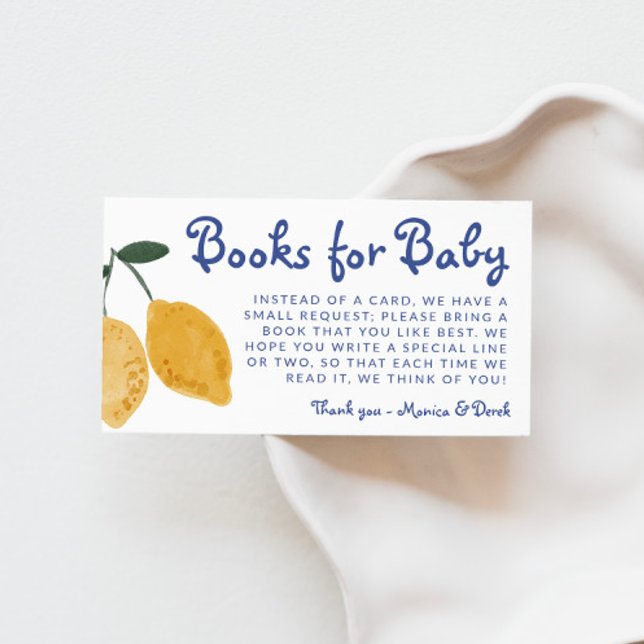 Tarjeta De Recepción Libros De Lemon Books Para Baby Shower Baby Librar (Lemon Books for Baby Baby Library Card Enclosure)