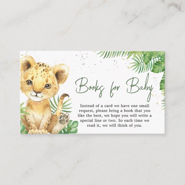 Tarjeta De Recepción Libros de leones en Baby Shower para bebé (Anverso)