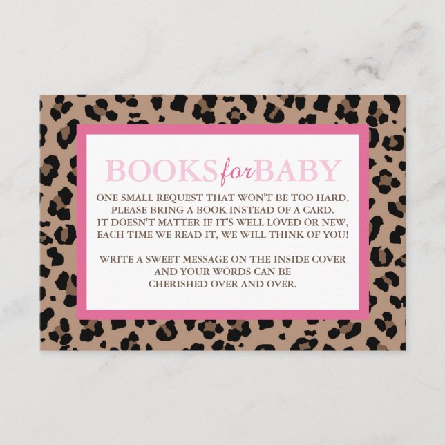 Tarjeta De Recepción Libros de leopardo y rosa para bebé (Anverso)