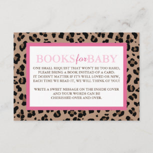 Tarjeta De Recepción Libros de leopardo y rosa para bebé