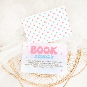 Tarjeta De Recepción Libros de letra elegante rosa y azul para bebé
