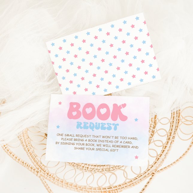 Tarjeta De Recepción Libros de letra elegante rosa y azul para bebé (Subido por el creador)