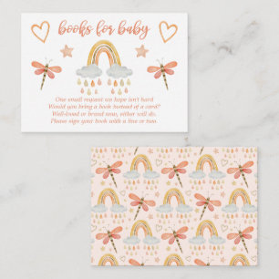 Tarjeta De Recepción Libros de libélula de acuarela arcoíris boho para 