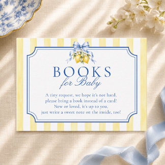 Tarjeta De Recepción Libros de limón a rayas amarillas para bebé Ciao B