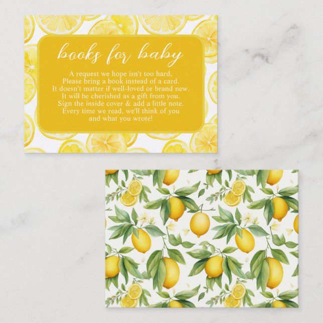 Tarjeta De Recepción Libros de limón amarillo de verano para bebé (Anverso / Reverso)
