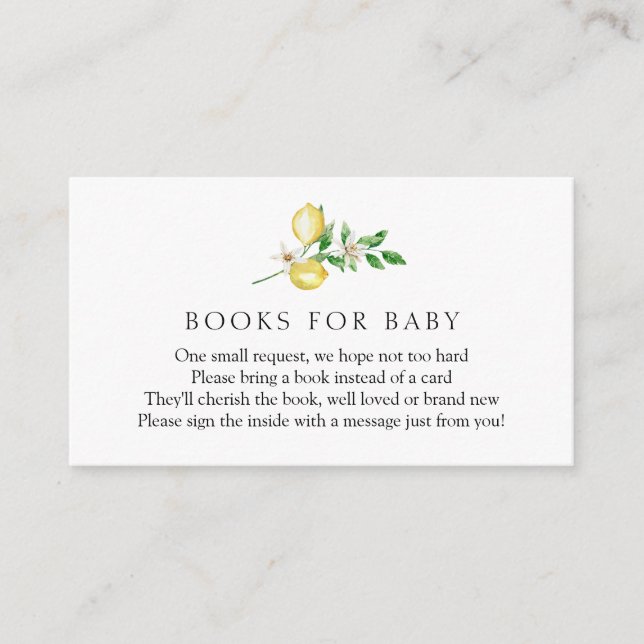 Tarjeta De Recepción Libros de limón para bebé (Anverso)