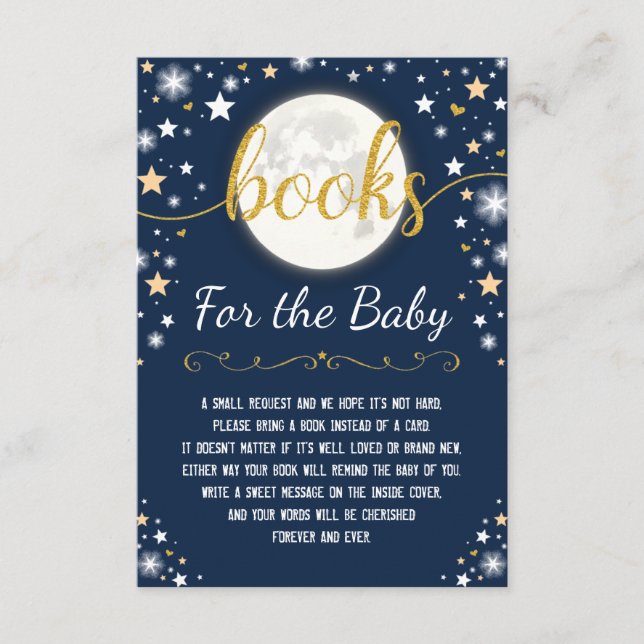 Tarjeta De Recepción Libros de Luna y Estrellas para Baby Twinkle Star  (Anverso)