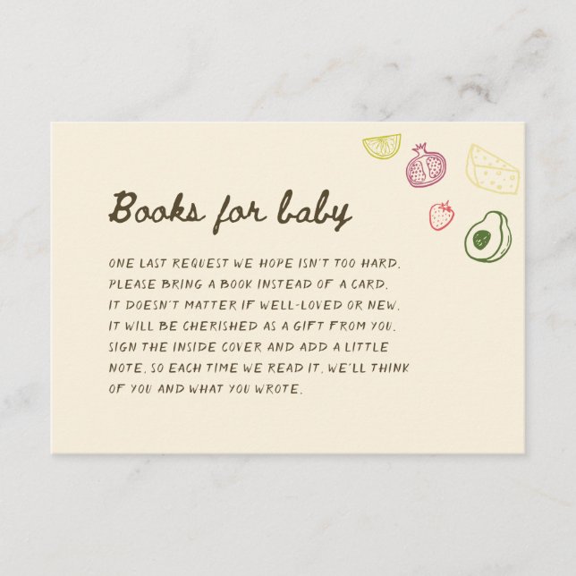 Tarjeta De Recepción Libros de mano cultivados localmente para el bebé (Anverso)