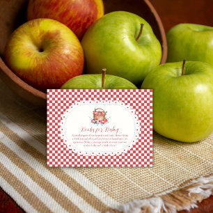 Tarjeta De Recepción Libros de manzana a cuadros rojos para baby shower
