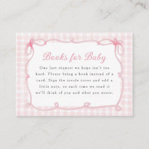 Tarjeta De Recepción Libros de marco de lazo de gingham rosa para bebé