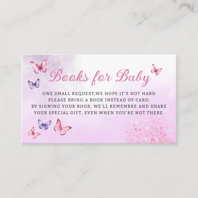 Tarjeta De Recepción Libros de mariposa cutánea para la ducha de bebé (Anverso)