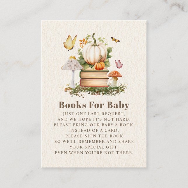 Tarjeta De Recepción Libros De Mariposa De Calabaza Mushroom Para Baby  (Anverso)