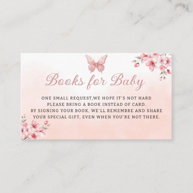 Tarjeta De Recepción Libros de mariposa de Cute Boho Pink para boleto d (Anverso)