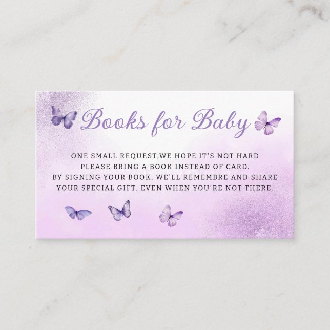 Tarjeta De Recepción Libros de mariposa de Cute Boho Purple para boleto (Anverso)