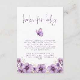 Tarjeta De Recepción Libros de mariposa morada para bebé, Baby Shower