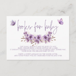 Tarjeta De Recepción Libros de mariposa morada para bebé, Baby Shower