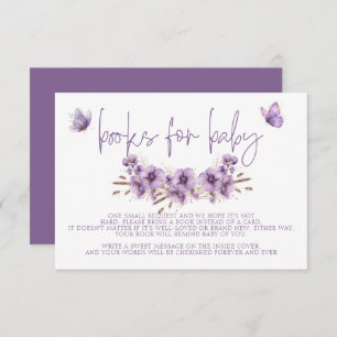 Tarjeta De Recepción Libros de mariposa morada para bebé, Baby Shower