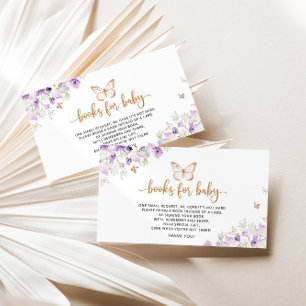 Tarjeta De Recepción Libros de mariposa morada para boleto de bebé