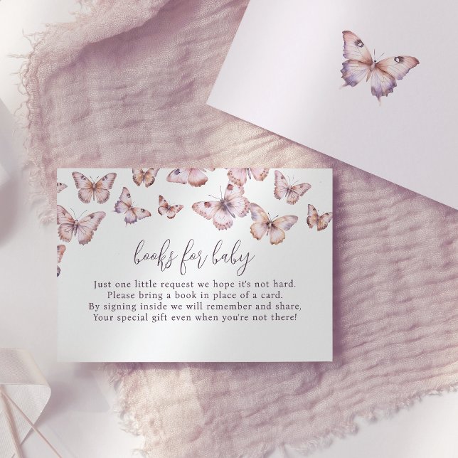 Tarjeta De Recepción Libros de mariposa morada y rosa para bebé (Subido por el creador)