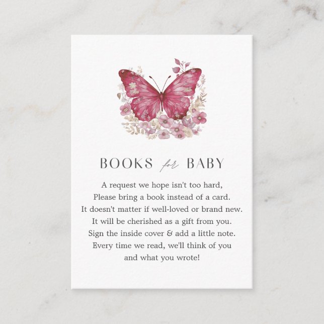 Tarjeta De Recepción Libros De Mariposa Para Baby Shower (Anverso)