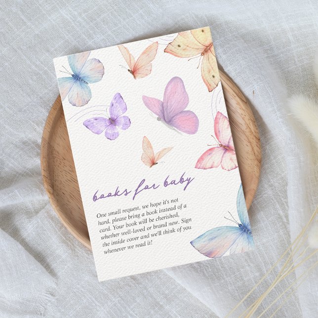 Tarjeta De Recepción Libros de mariposa pequeña para Baby Shower (books for baby butterfly baby shower)