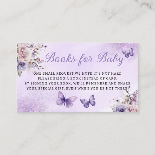 Tarjeta De Recepción Libros de mariposas florales para bebés en Baby Sh (Anverso)