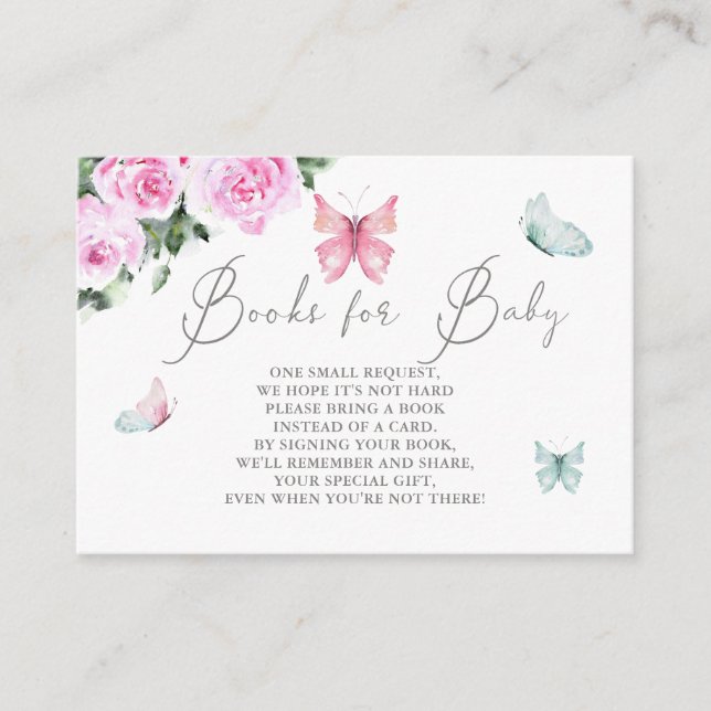 Tarjeta De Recepción Libros de mariposas rosadas para bebés (Anverso)