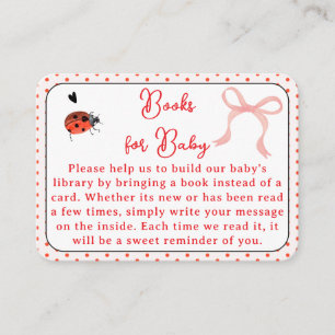 Tarjeta De Recepción Libros de mariquita con lazo rosa para el baby sho
