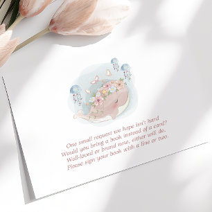 Tarjeta De Recepción Libros de medusas ballena rosadas para bebé